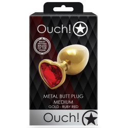 Ouch! Bijou anal Heart Gem M 7 x 3.3cm Doré-Rouge